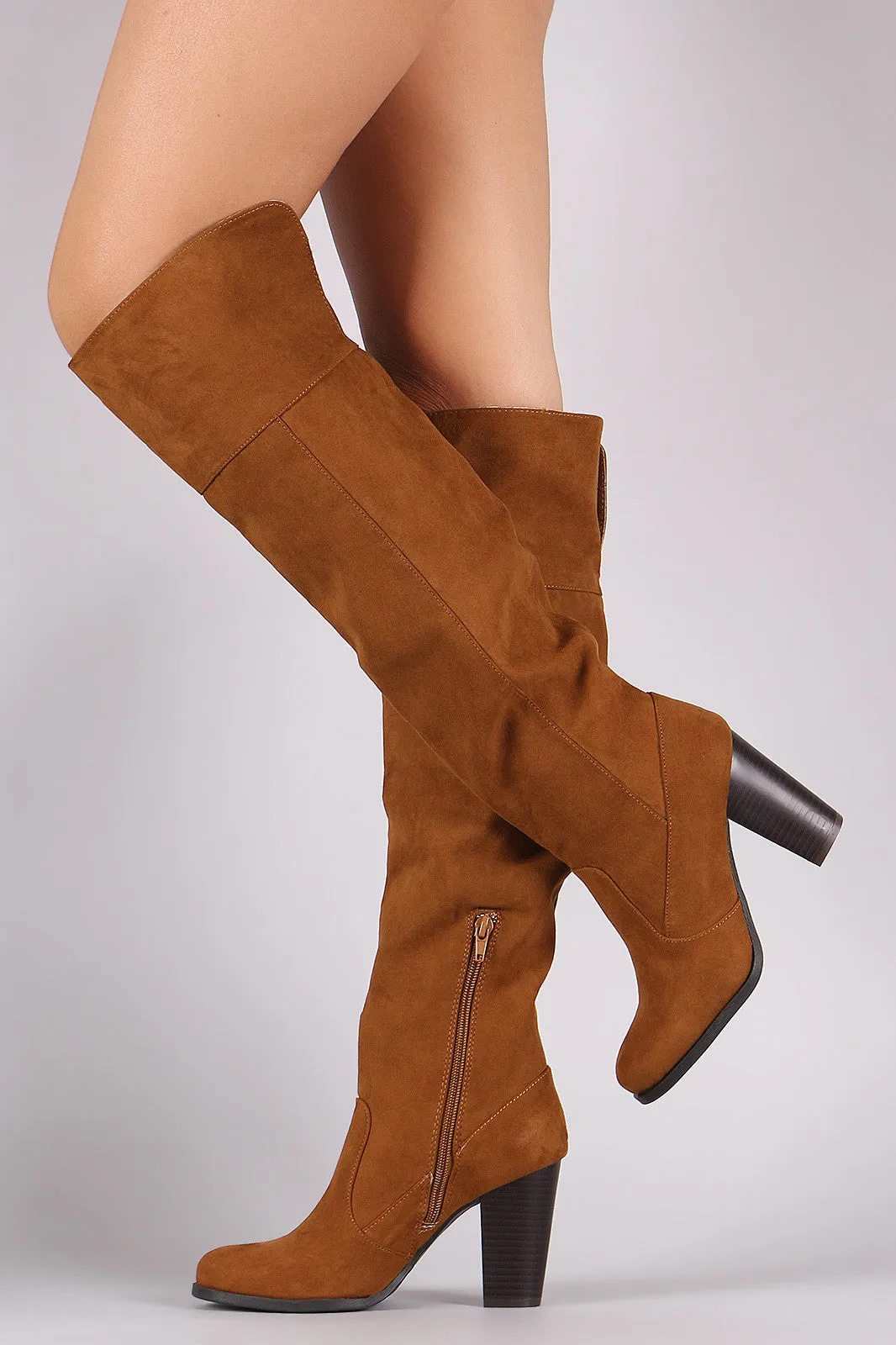 Bamboo Suede Chunky Heeled Western Boots
