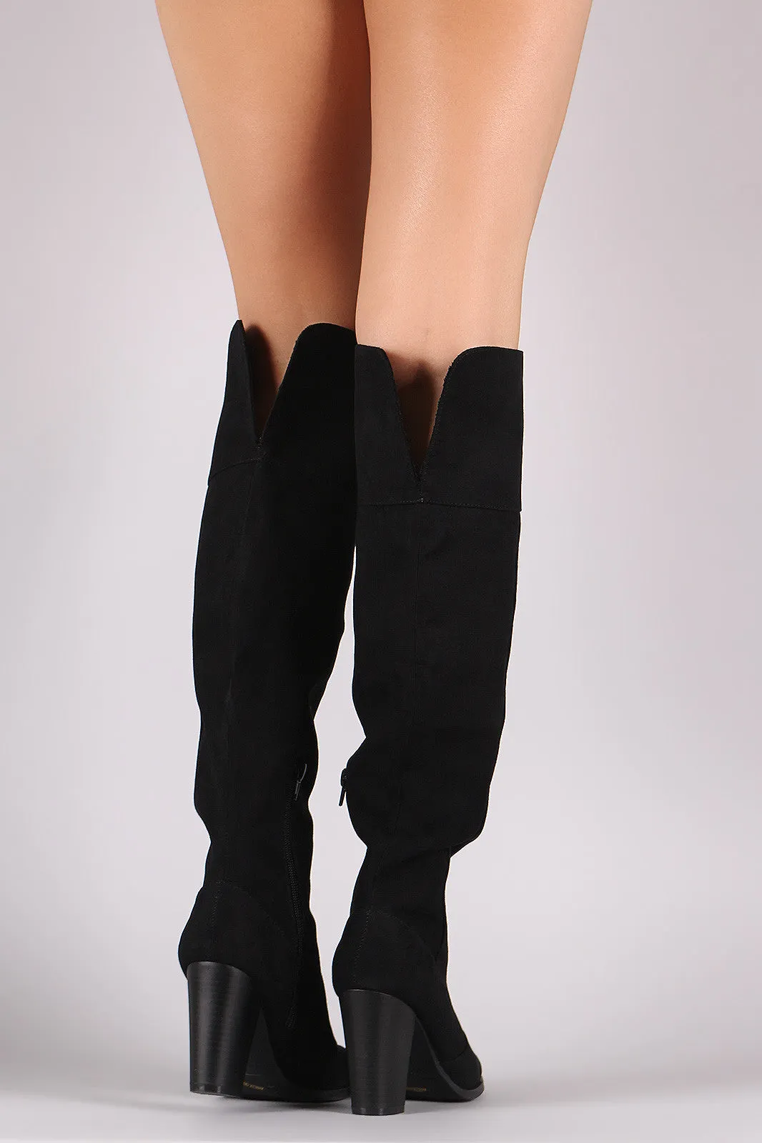 Bamboo Suede Chunky Heeled Western Boots