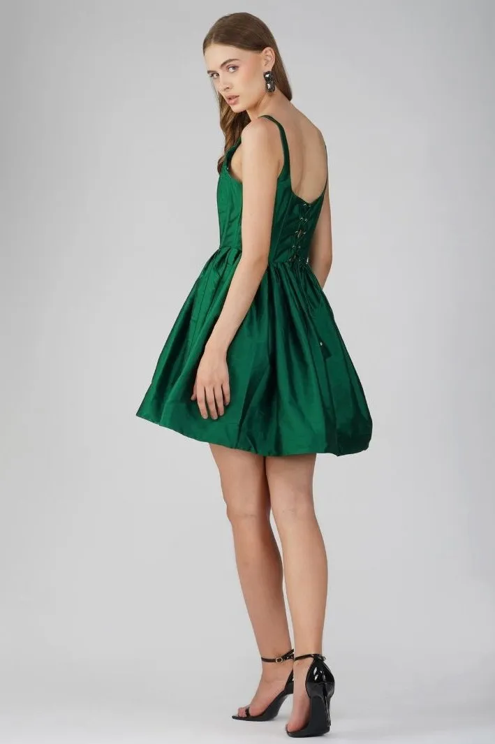 Royal Green Bexley Tafetta Mini Dress