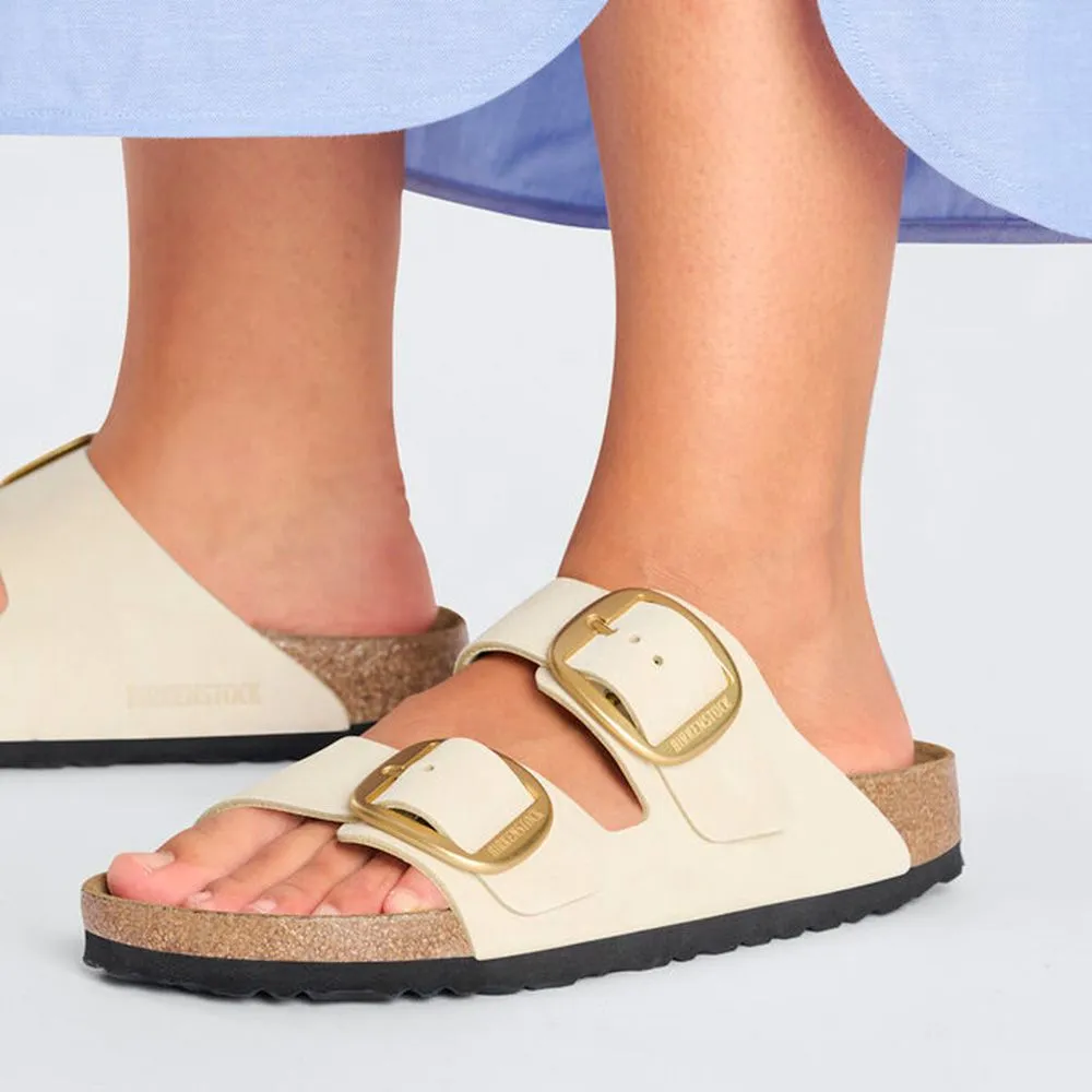 Birkenstock Women's Arizona Big Buckle Nubuck Leather in Ecru (Narrow WIdth)
