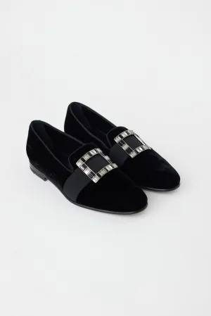 Black Velvet Eaton Buckled Loafer