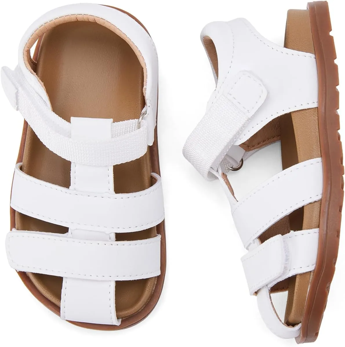 BMCiTYBM Toddler Boys Girls Sandals Open Toe Arch Support Slides Adjustable Straps Cork Footbed Slippers for Indoor Outdoor