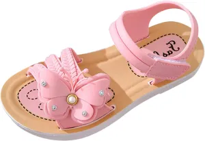 Children Girls Low Heel Dress Sandals Summer New Soft Sole Non Slip Comfortable Fashion Princess Shoes Bow Cute Summer Weeding Sandals