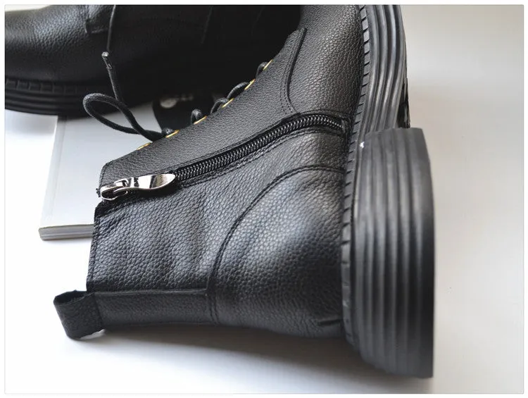 Comfortable Leather Lace-up Wide Toe Box Boots for Men 39-45