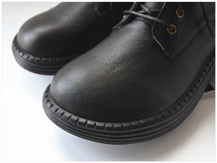 Comfortable Leather Lace-up Wide Toe Box Boots for Men 39-45
