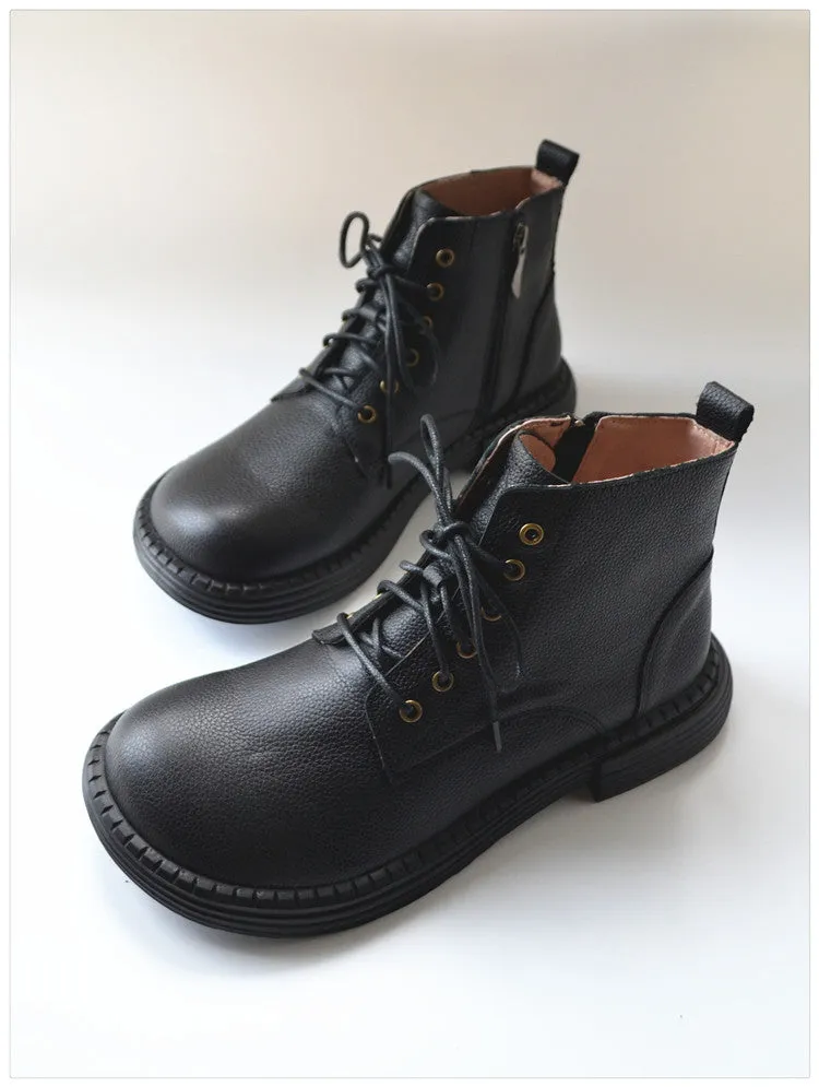 Comfortable Leather Lace-up Wide Toe Box Boots for Men 39-45