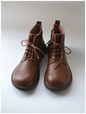 Comfortable Leather Lace-up Wide Toe Box Boots for Men 39-45