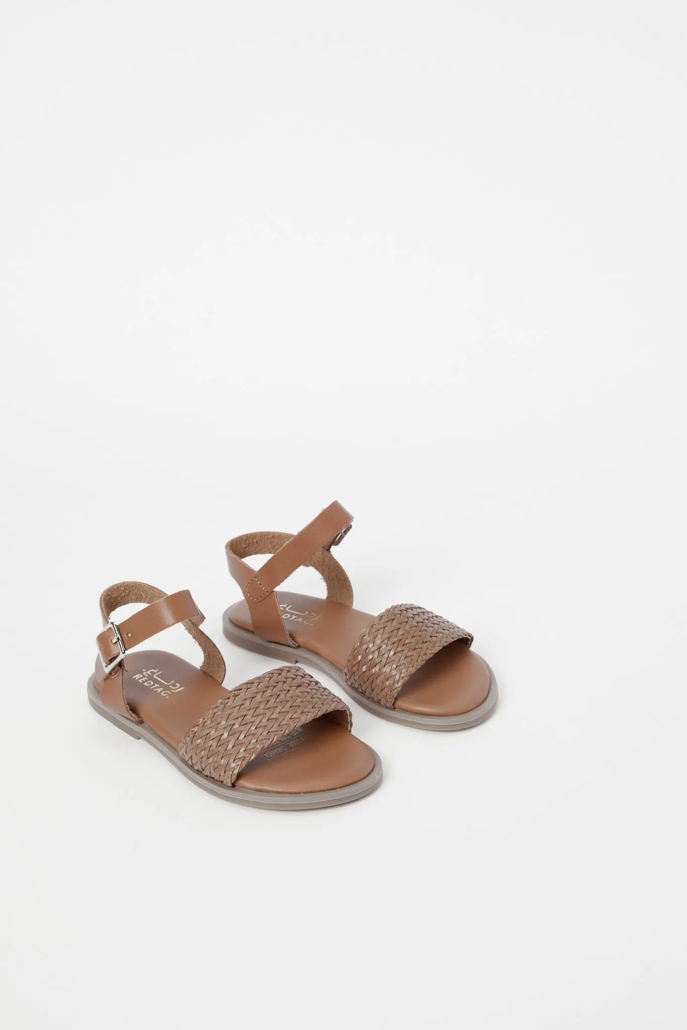 Girls Brown Weave Strap Sandal