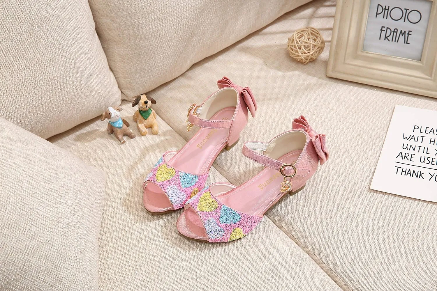 Girls Dress Shoes Wedding Party High Heel Mary Jane Sequined Heel Bow Princess Shoes Sandals