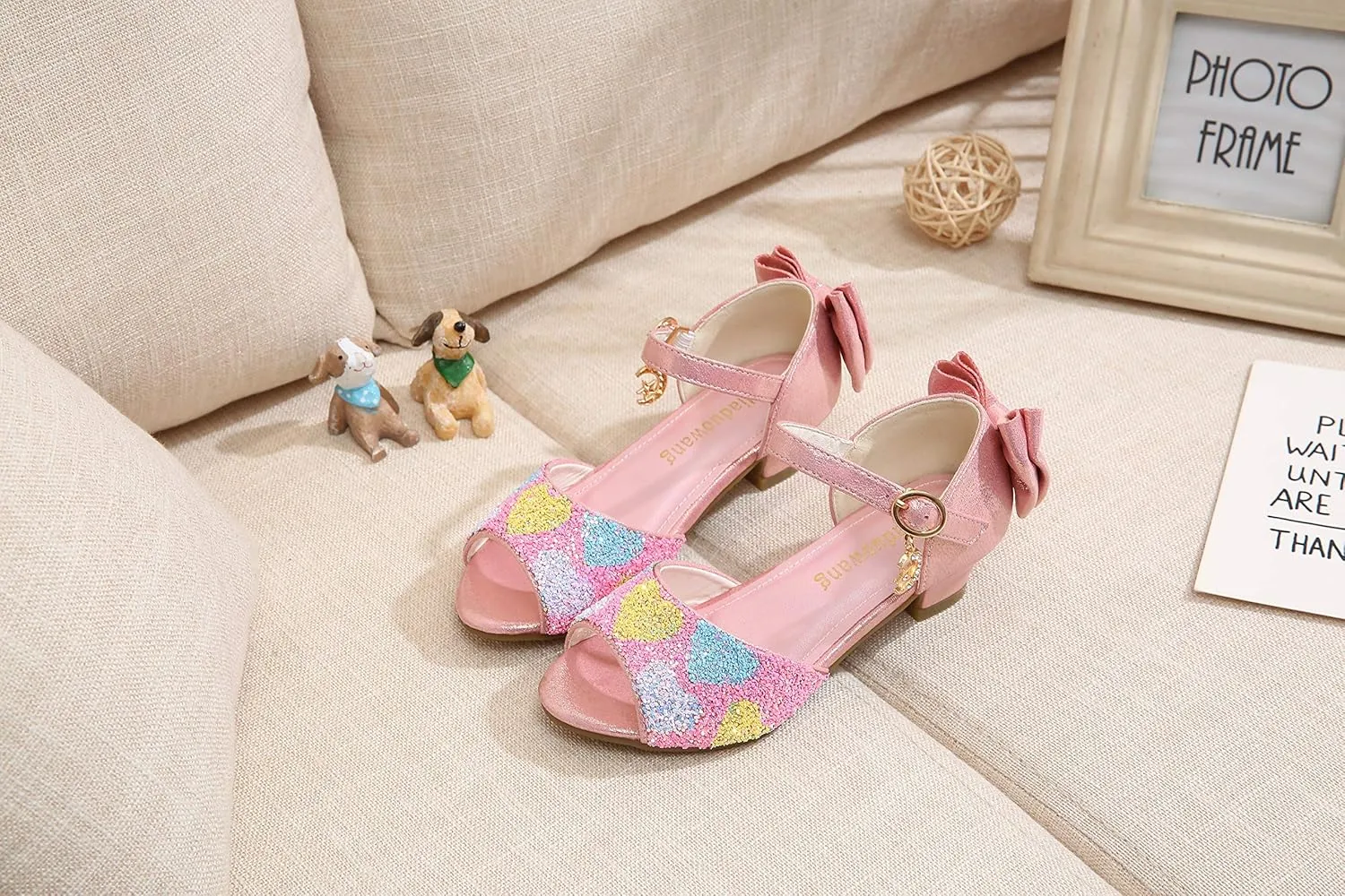 Girls Dress Shoes Wedding Party High Heel Mary Jane Sequined Heel Bow Princess Shoes Sandals
