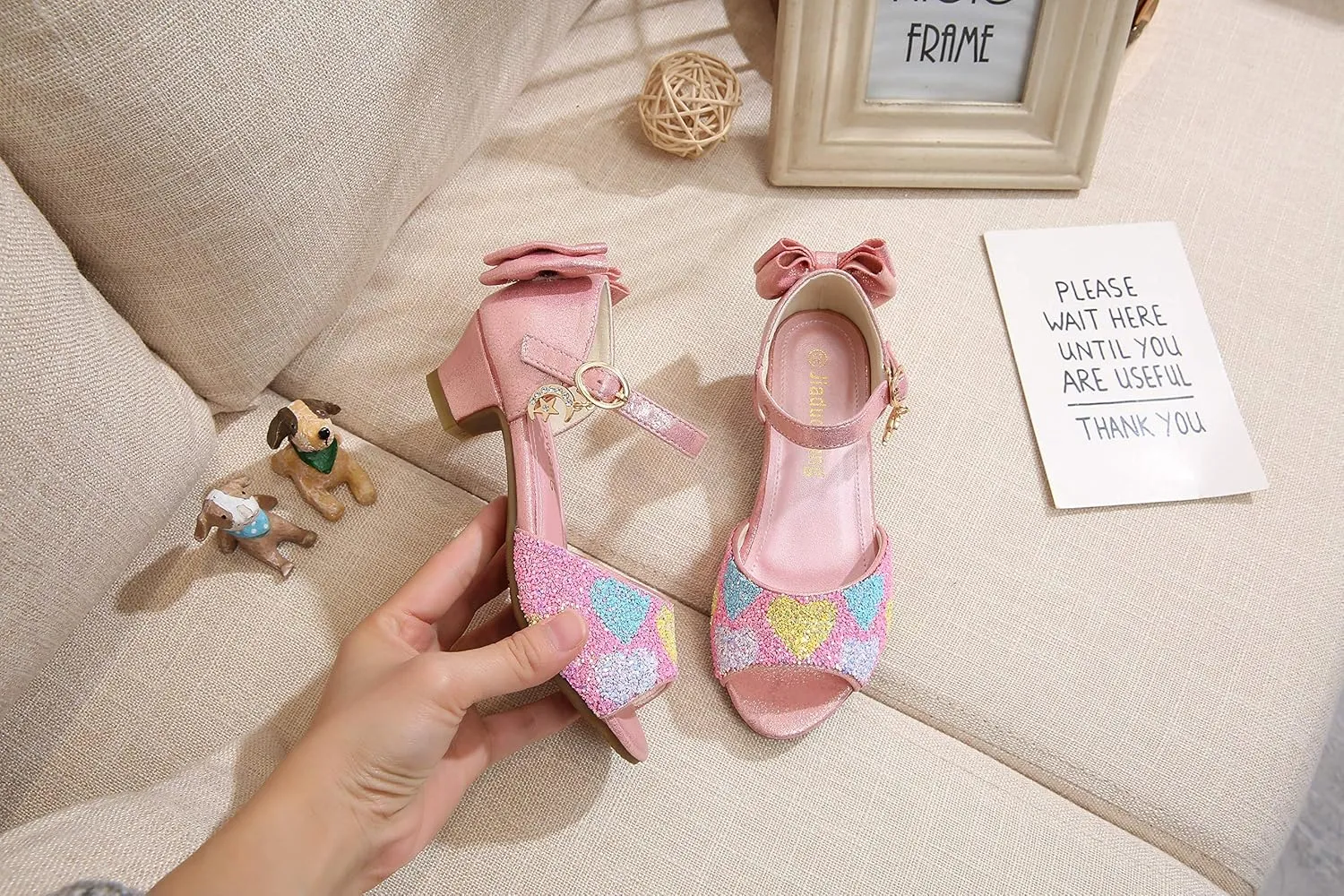 Girls Dress Shoes Wedding Party High Heel Mary Jane Sequined Heel Bow Princess Shoes Sandals