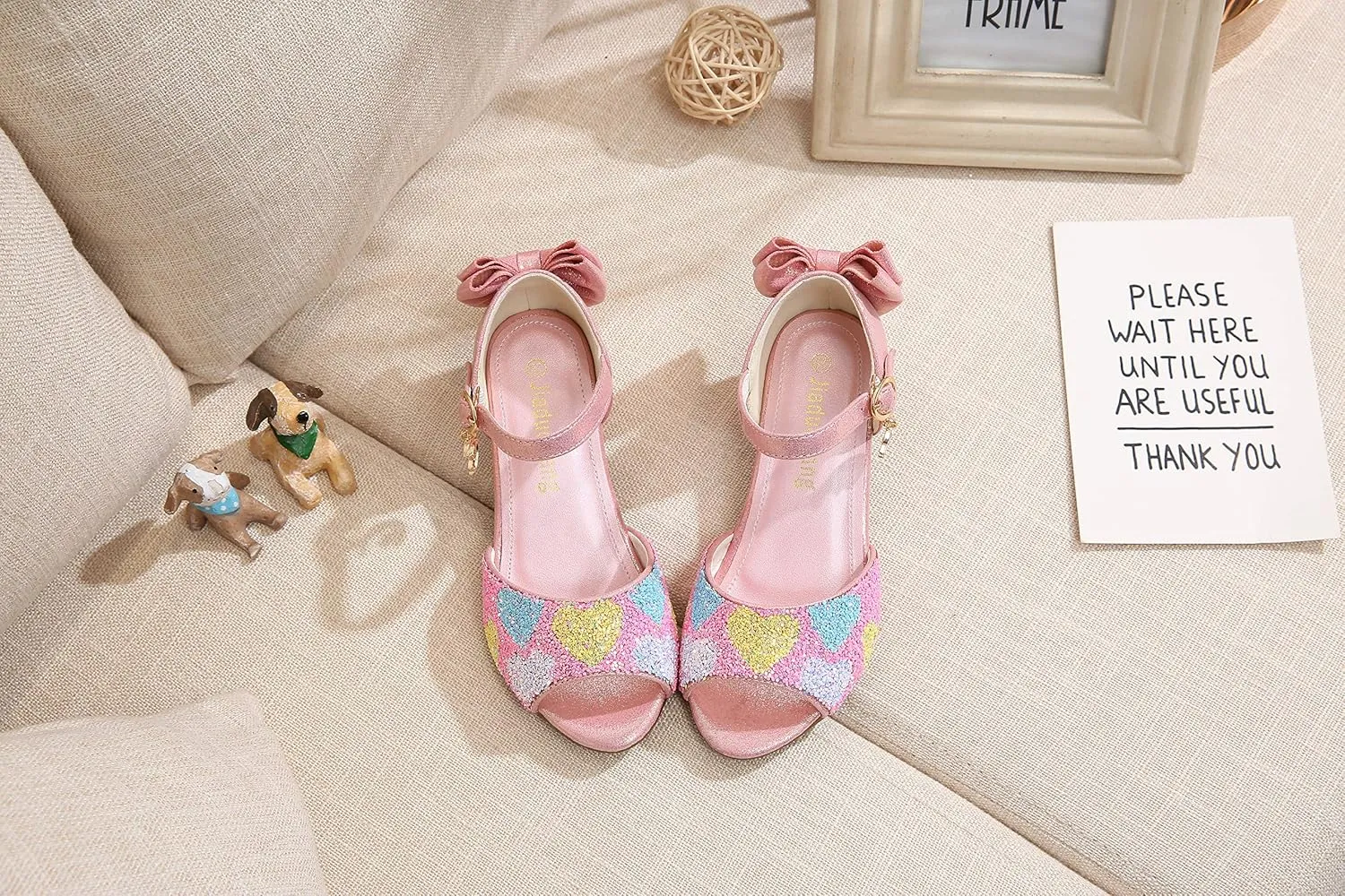 Girls Dress Shoes Wedding Party High Heel Mary Jane Sequined Heel Bow Princess Shoes Sandals