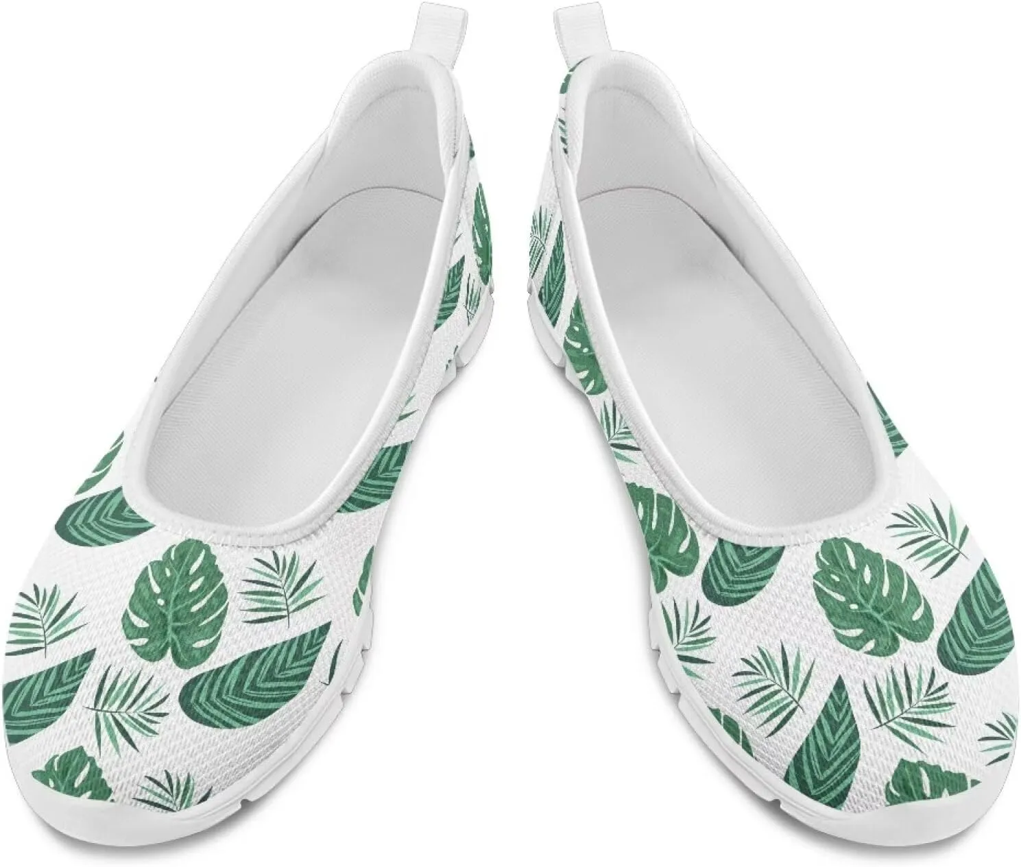 GOSTONG Round Toe Women Flat Shoes Slip On Teen Girls Dress Flats Breathable Mesh Casual Shoes Non-Slip Flats for Walking White Sole Size 6-11