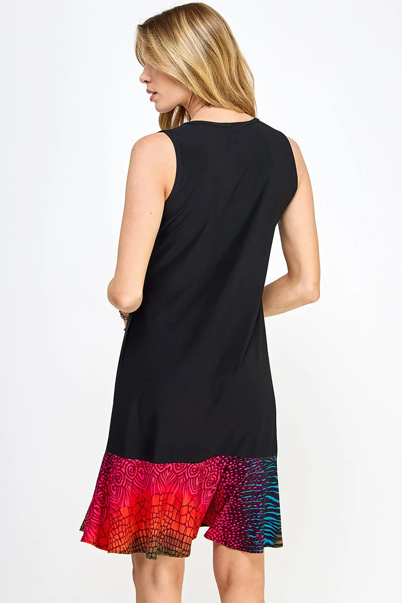 Graceful Contrast Sleeveless Round Neckline Dress-7083HT-TRP1-C-W182