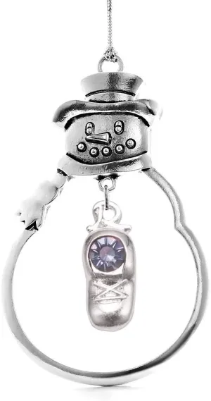 Inspired Silver - Baby Shoe - Silver Christmas Ornament - Unique Charm Christmas Tree Ornament - Snowman Hanging Decoration