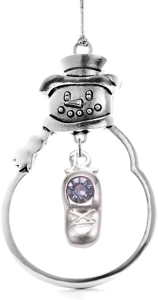 Inspired Silver - Baby Shoe - Silver Christmas Ornament - Unique Charm Christmas Tree Ornament - Snowman Hanging Decoration