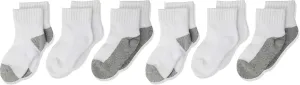 Jefferies Socks baby boys Seamless Half Cushion Quarter Multi Pack 6 Pair Pack Socks, White/Grey, 3-12 Months US