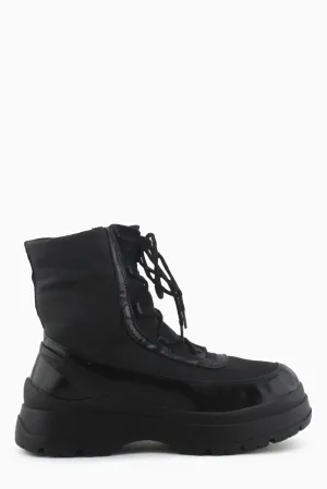 Jenny Fairy Zipper Laces Combat Ankle Boots | Textile