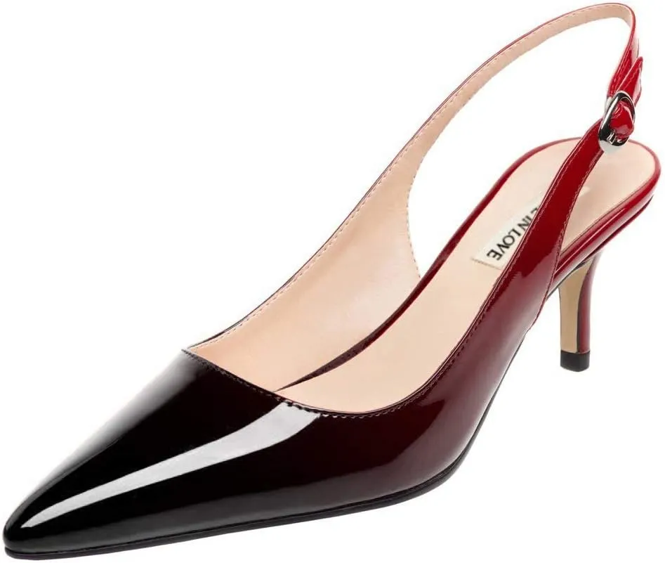 JOY IN LOVE Kitten Heels for Women Slingback Pumps Sandals Pointy Toe Pumps
