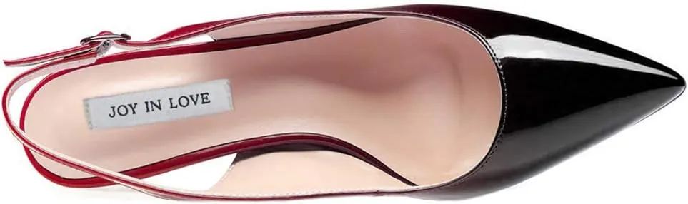 JOY IN LOVE Kitten Heels for Women Slingback Pumps Sandals Pointy Toe Pumps