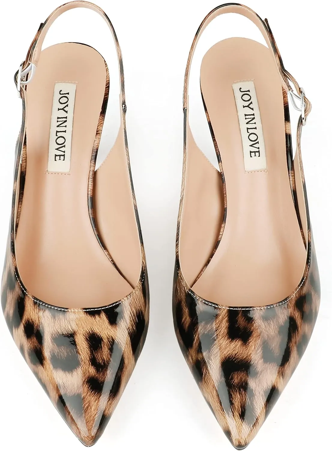 JOY IN LOVE Kitten Heels for Women Slingback Pumps Sandals Pointy Toe Pumps