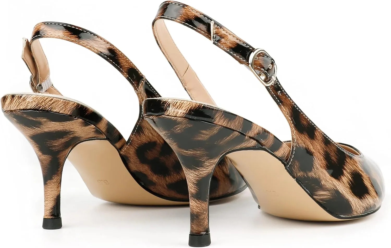 JOY IN LOVE Kitten Heels for Women Slingback Pumps Sandals Pointy Toe Pumps