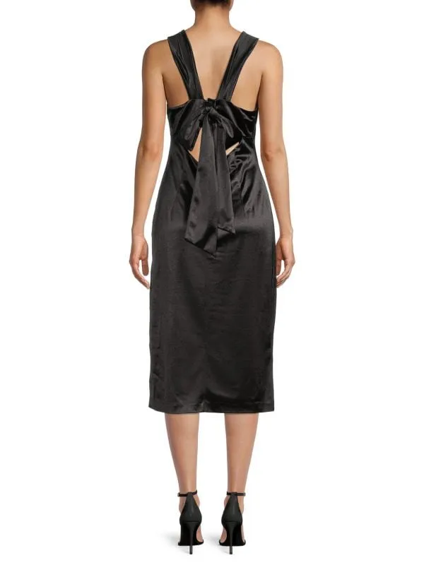 julia jordan satin bow slip dress black