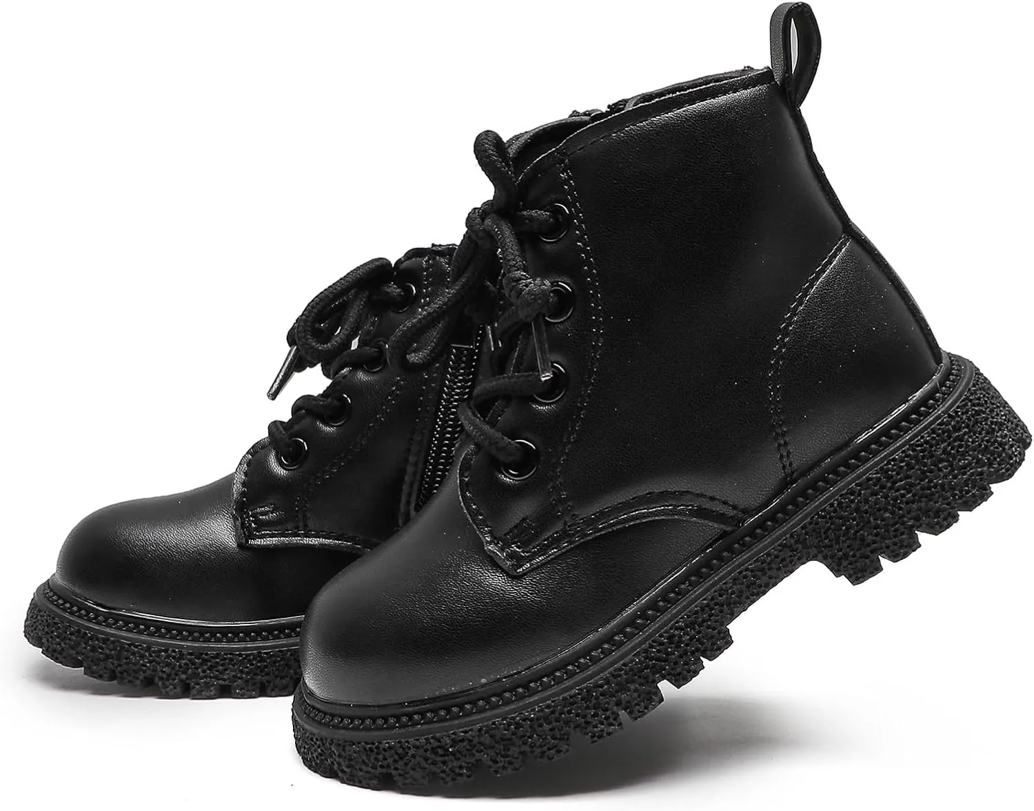 Kids Boots Boys Girls Bright Color Lace up Ankle Boots Side Zipper Boots
