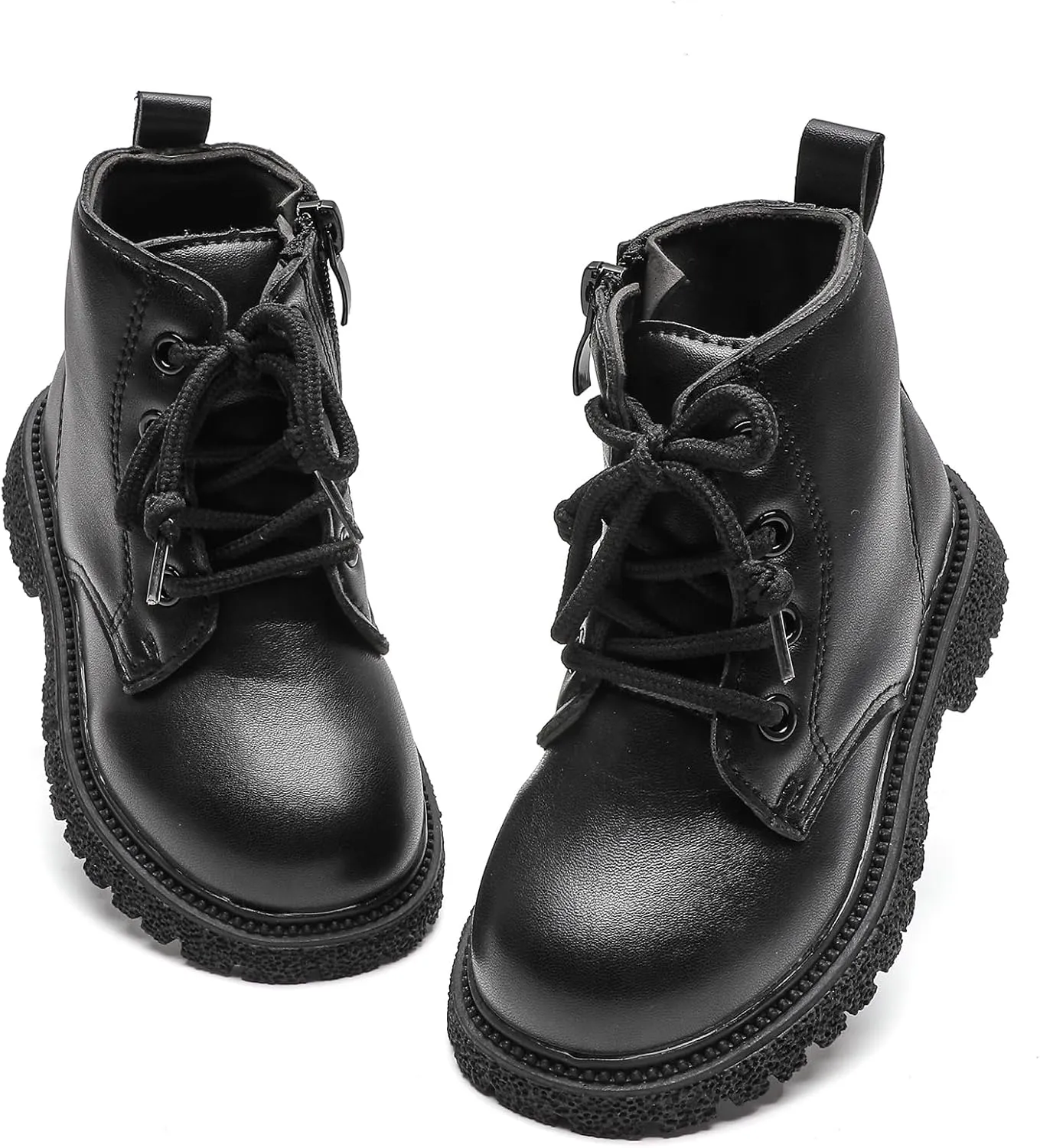 Kids Boots Boys Girls Bright Color Lace up Ankle Boots Side Zipper Boots