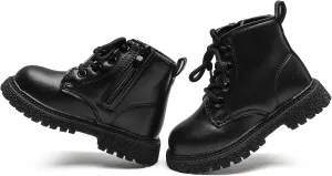 Kids Boots Boys Girls Bright Color Lace up Ankle Boots Side Zipper Boots