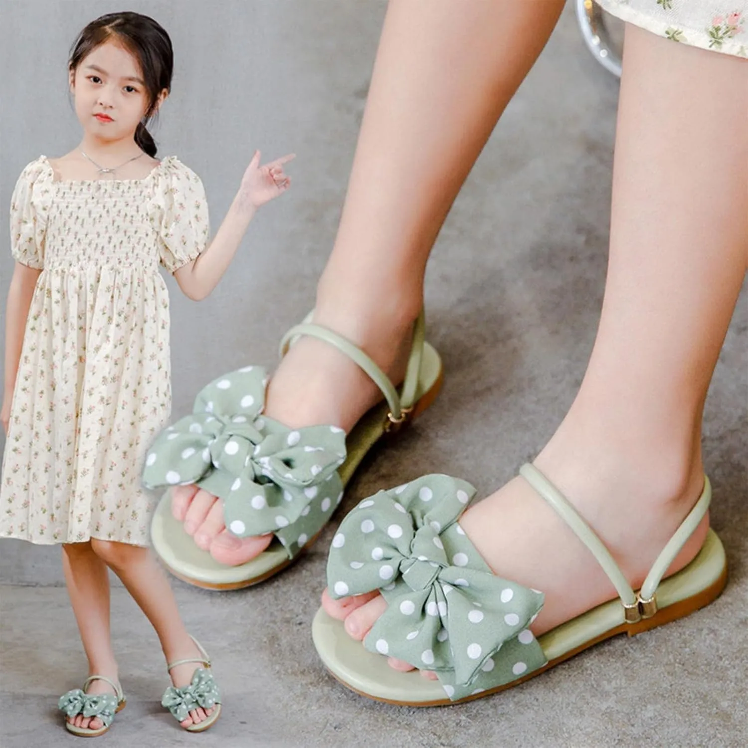 Kids Girls Bow Open Toe Flip Flop Glitter Slide Slip On Suitable For Bath Shower Beach Pool Slingback Sandals