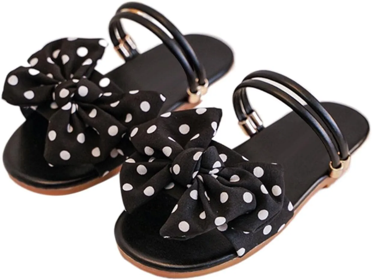 Kids Girls Bow Open Toe Flip Flop Glitter Slide Slip On Suitable For Bath Shower Beach Pool Slingback Sandals