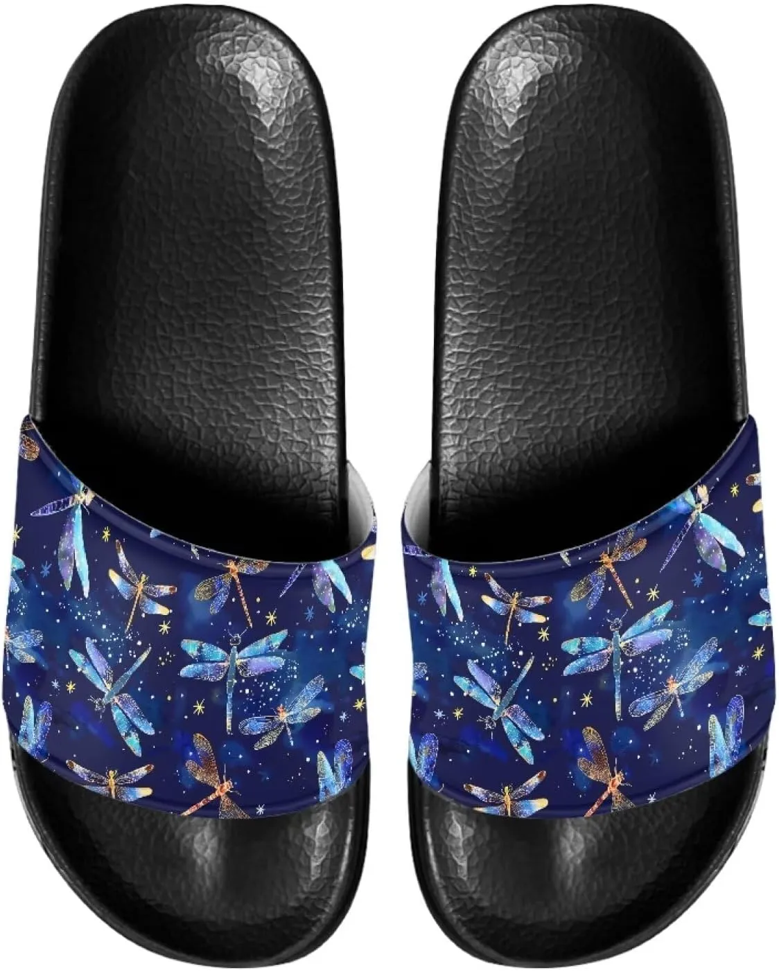 Ladies Pillow House Slide Sandals Open Toe Black Flat Shoes Ultra Cushion Sandals Single Band Bath Shower Shoes Travel-friendly Flip Flops