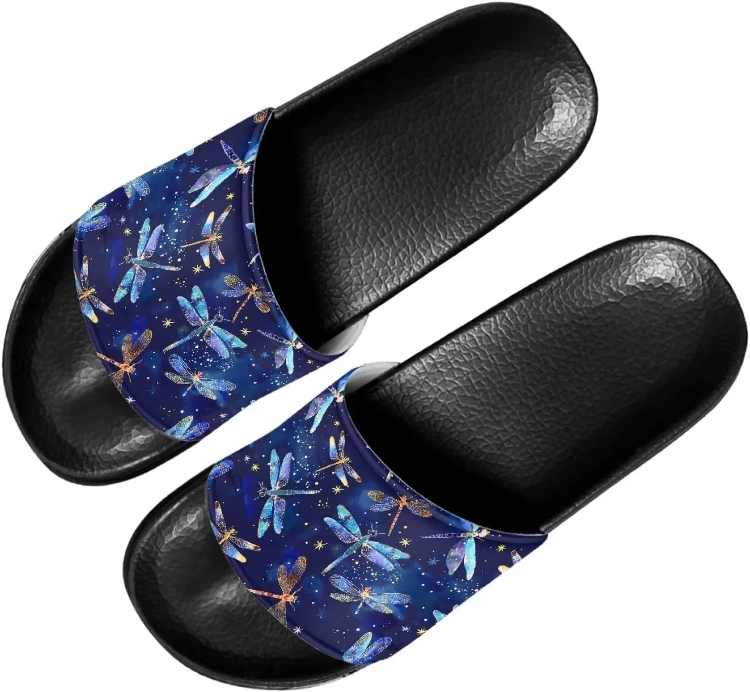 Ladies Pillow House Slide Sandals Open Toe Black Flat Shoes Ultra Cushion Sandals Single Band Bath Shower Shoes Travel-friendly Flip Flops