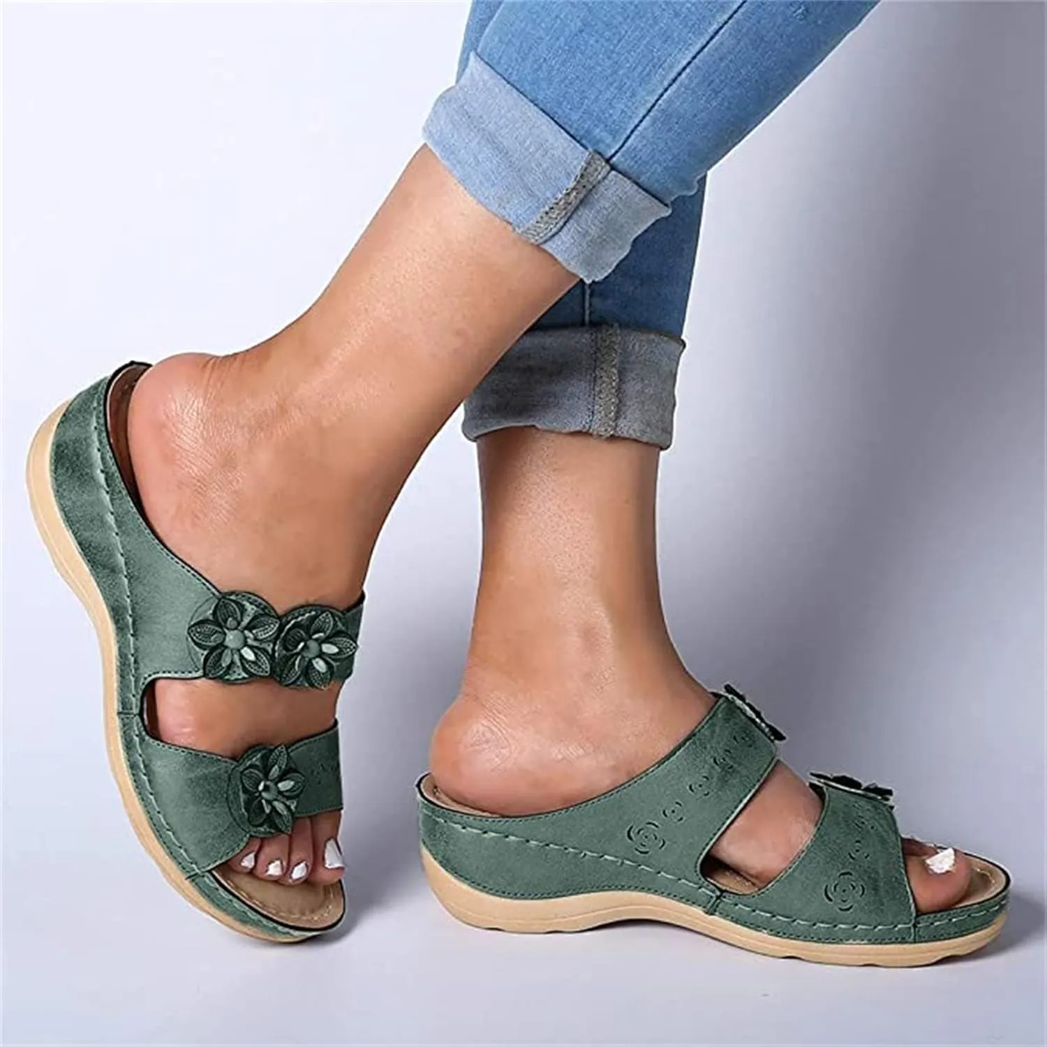 Ladmiple Dress Sandals For Women Orthotic Dressy Summer Comfortable Orthopedic Walking Flip Flops Slides with Arch Support