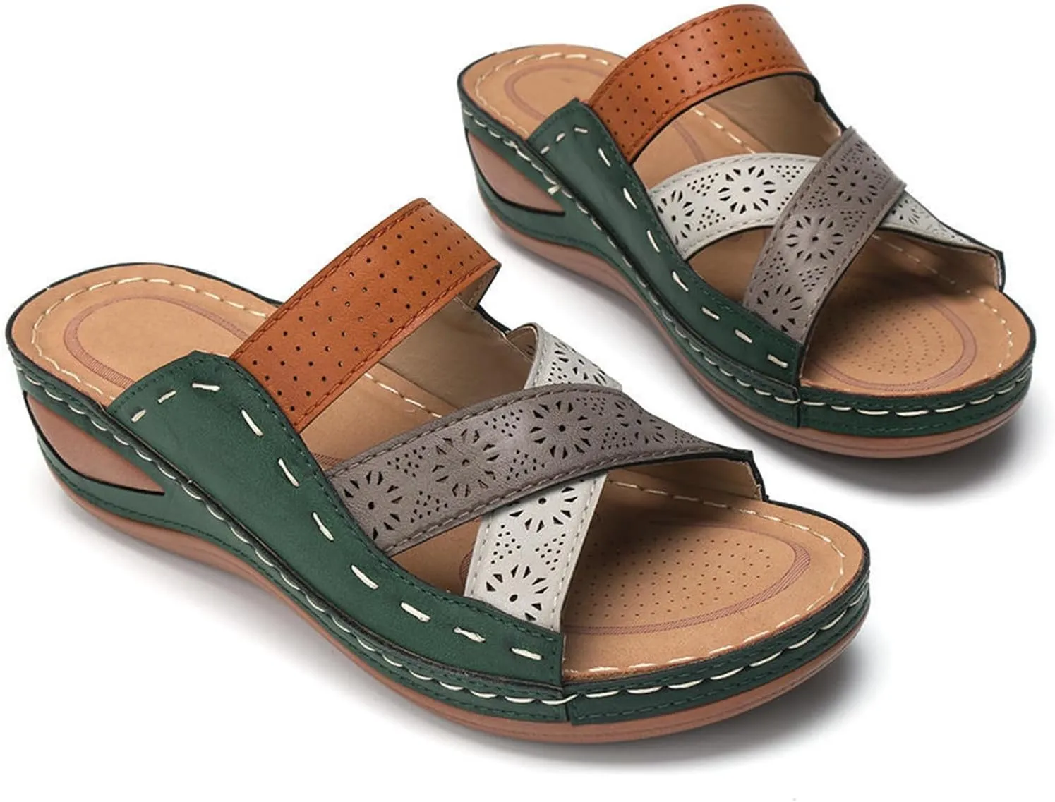 Ladmiple Sandals Women Comfortable Dressy Arch Support Orthotic Slides Orthopedic Slippers Summer Casual Walking Flip Flops