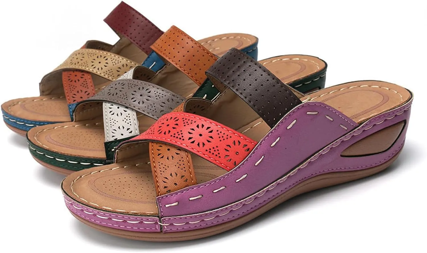Ladmiple Sandals Women Comfortable Dressy Arch Support Orthotic Slides Orthopedic Slippers Summer Casual Walking Flip Flops