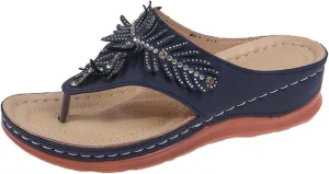 Ladmiple Sandals Women Dressy Comfortable Flat Orthotic Flips Flops Arch Support Plantar Fasciitis Walking Orthopedic Slides
