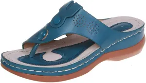 Ladmiple Sandals Women Wedge Low Heel Comfortable Orthopedic Sandals Dressy Casual Summer Slip On Walking Orthotic Flip Flops