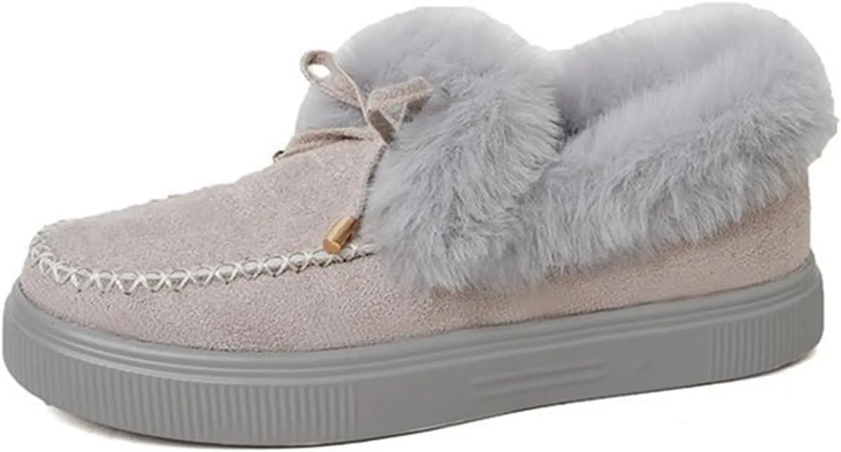 Ladmiple Winter Boots For Women Fashion Slip On Warm Snow Ankle Booties Fashion Fur Lined Comfortable Walking Loafers Shoes