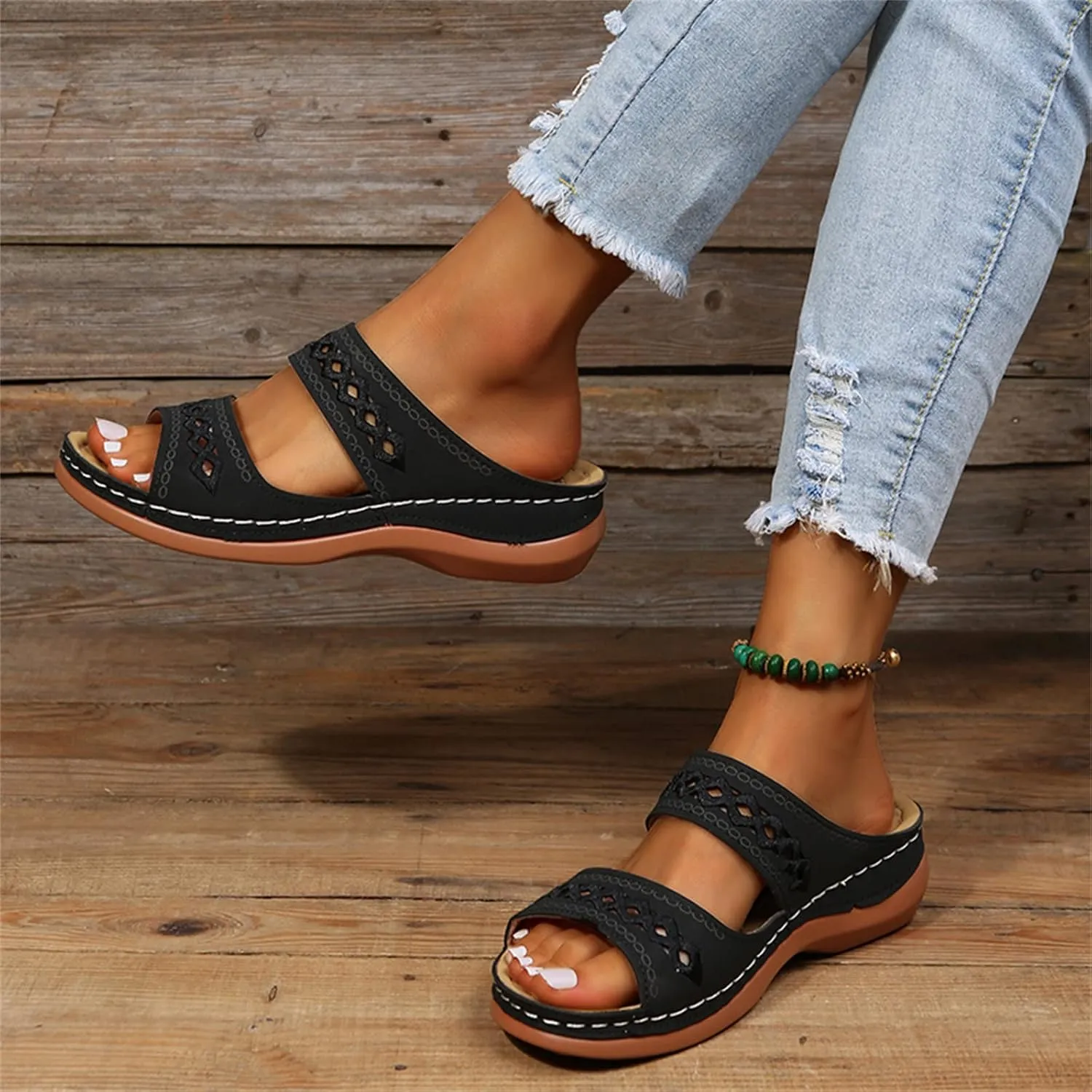 Ladmiple Womens Sandals Comfortable Dressy With Arch Support Orthotic Flips Flops Summer Casual Orthopedic Slides Sandalias
