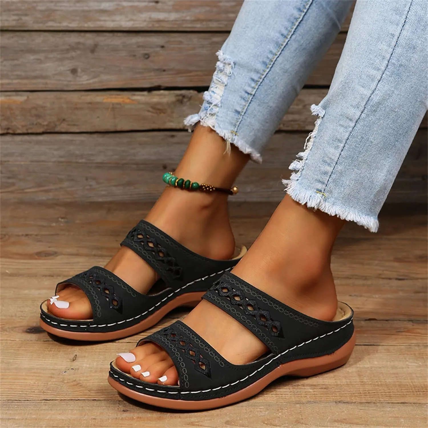 Ladmiple Womens Sandals Comfortable Dressy With Arch Support Orthotic Flips Flops Summer Casual Orthopedic Slides Sandalias