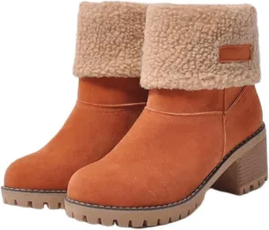 Lausiuoe Winter Boots For Women Fashion Wide Calf Snow Boots Fur Lined Warm Fuzzy booties Casual Outdoor Comfortable Shoes 2022