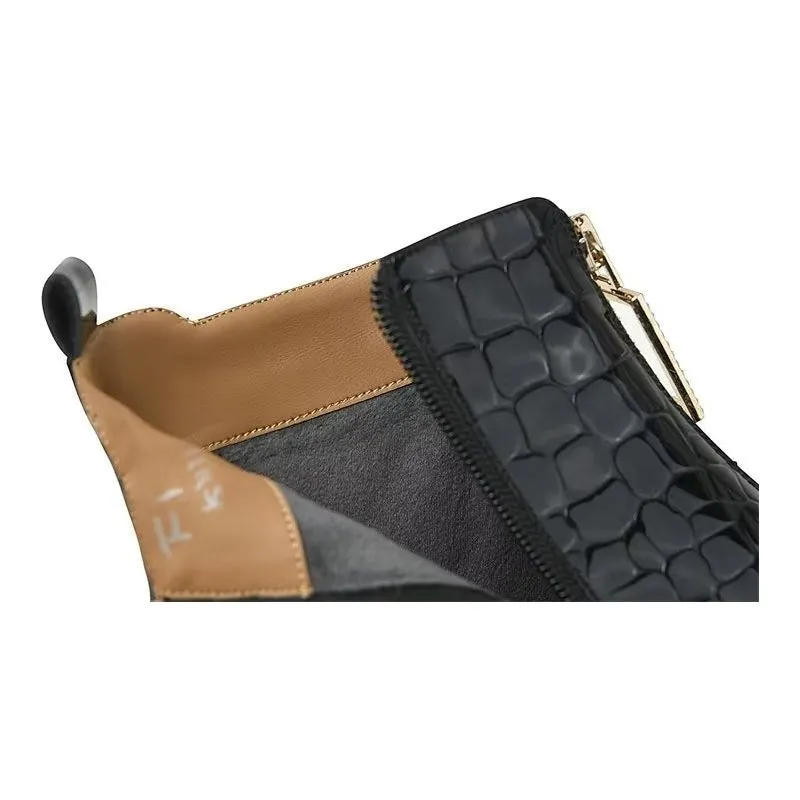 LeatherLuxe Exotic Pattern Ankle Boots