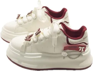 Marshmallow Chunky Sneakers Women Y2K Aesthetic Cute Butterfly Platform Shoes Height Increasing White Tennis Shoes for Girls Casual Walking