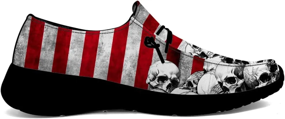 Men's Skull Loafers American Flag Slip-on Shoes Causal Shoes Gifts for Women Men