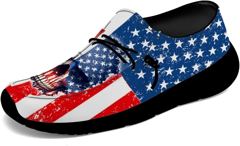 Men's Skull Loafers American Flag Slip-on Shoes Causal Shoes Gifts for Women Men