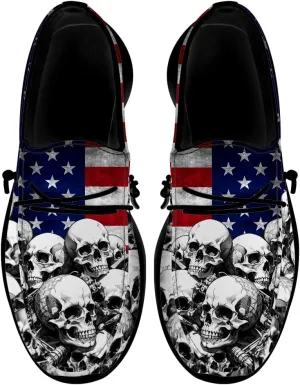 Men's Skull Loafers American Flag Slip-on Shoes Causal Shoes Gifts for Women Men