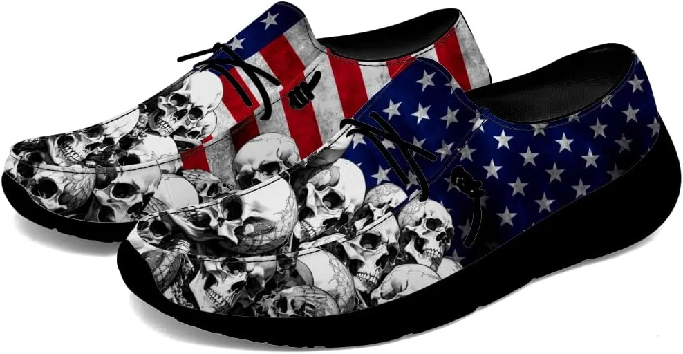Men's Skull Loafers American Flag Slip-on Shoes Causal Shoes Gifts for Women Men