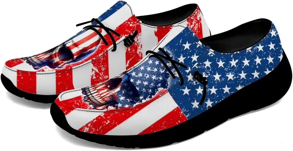 Men's Skull Loafers American Flag Slip-on Shoes Causal Shoes Gifts for Women Men